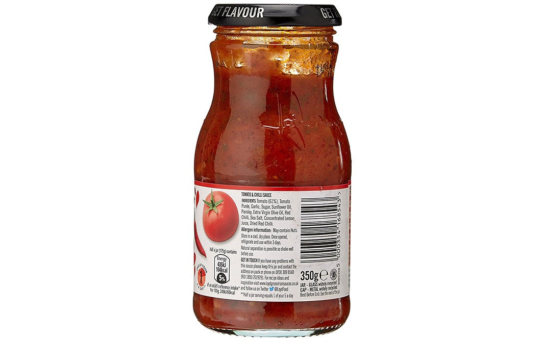 Loyd Grossman Tomato & Chilli Pasta Sauce   Glass Bottle  350 grams